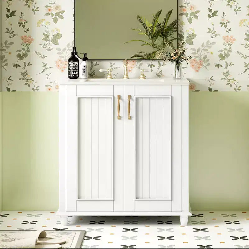 Meuble-lavabo avec vasque, meuble de rangement de salle de bain avec tiroirs, meuble-lavabo simple vasque