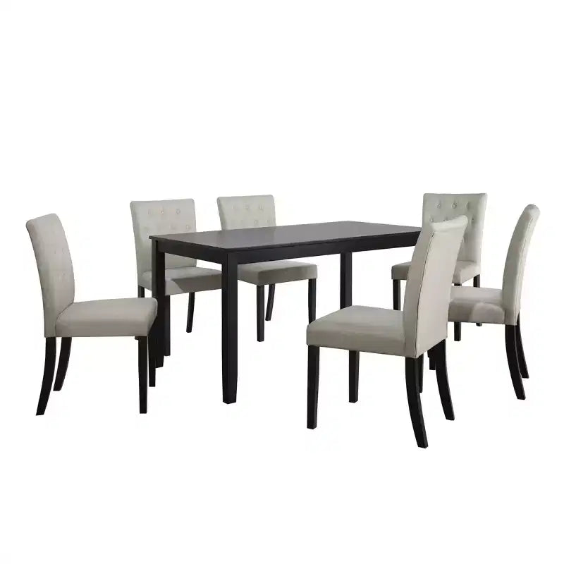 Ensemble table et chaises de salle à manger, incluant des housses de chaise en lin