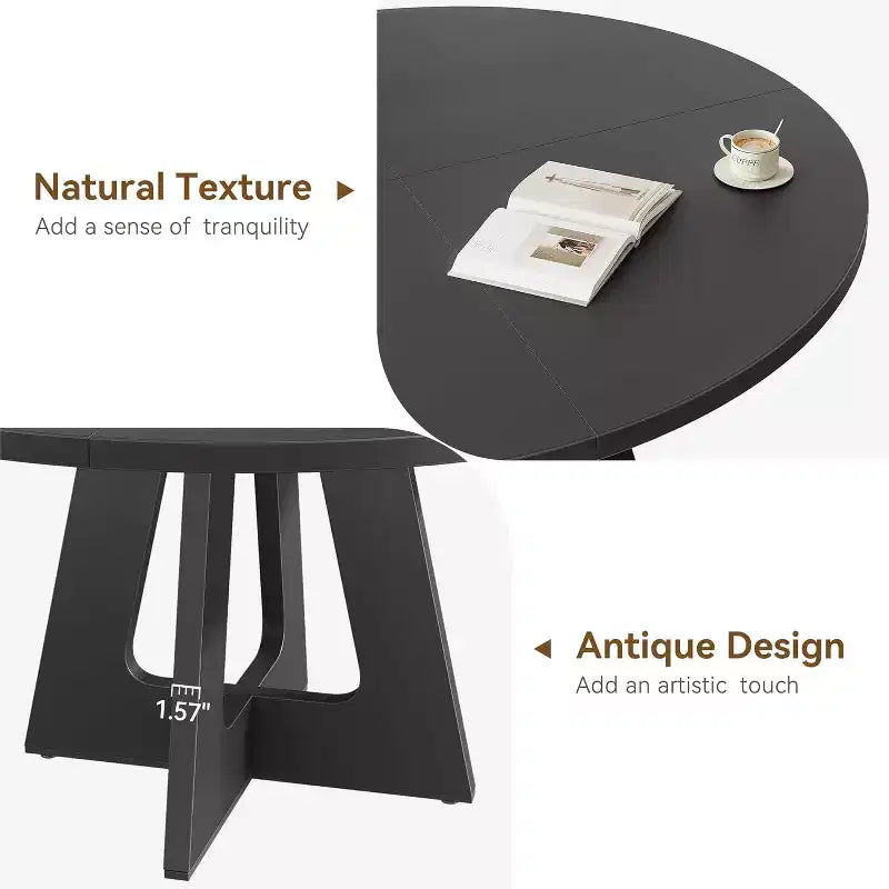 Table de salle à manger de ferme ronde, convenant pour 4 à 6 personnes, grande table rustique en bois gris.