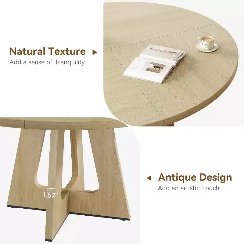 Table de salle à manger de ferme ronde, convenant pour 4 à 6 personnes, grande table rustique en bois gris.