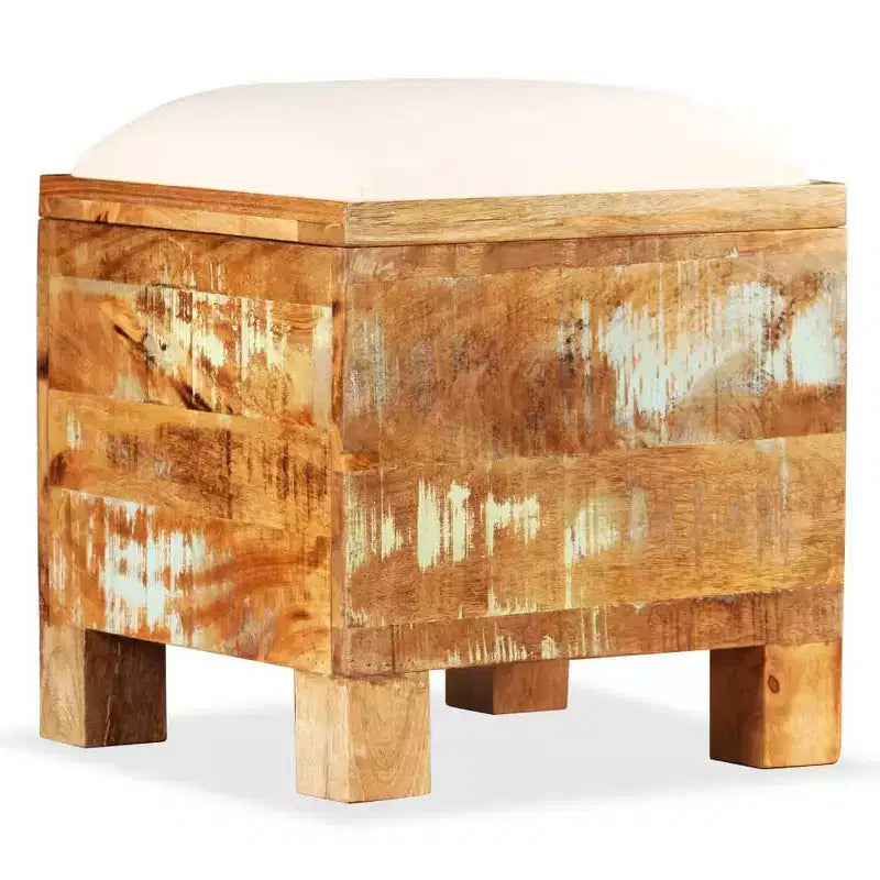 Banc de rangement, fabriqué en bois massif recyclé