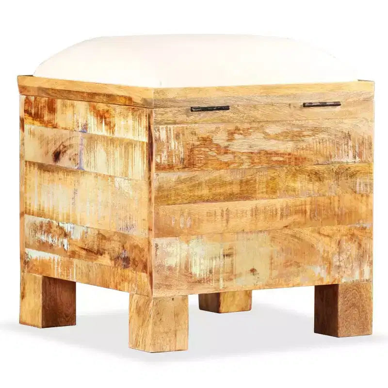 Banc de rangement, fabriqué en bois massif recyclé