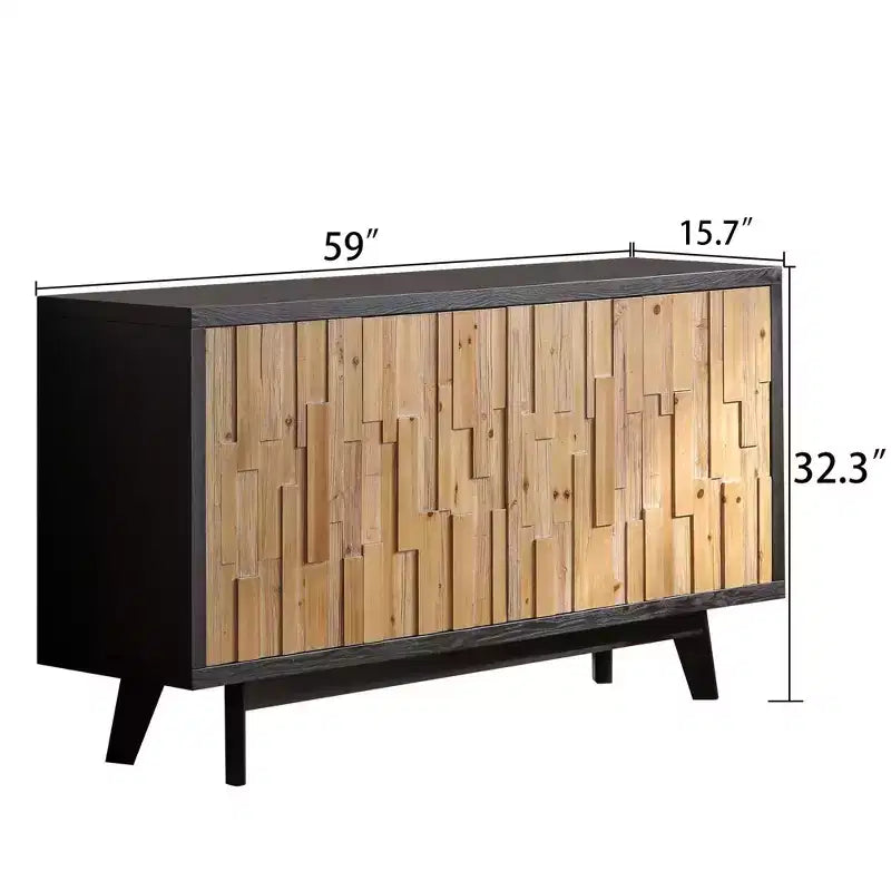 Meuble de rangement en bois à motifs géométriques, style campagne