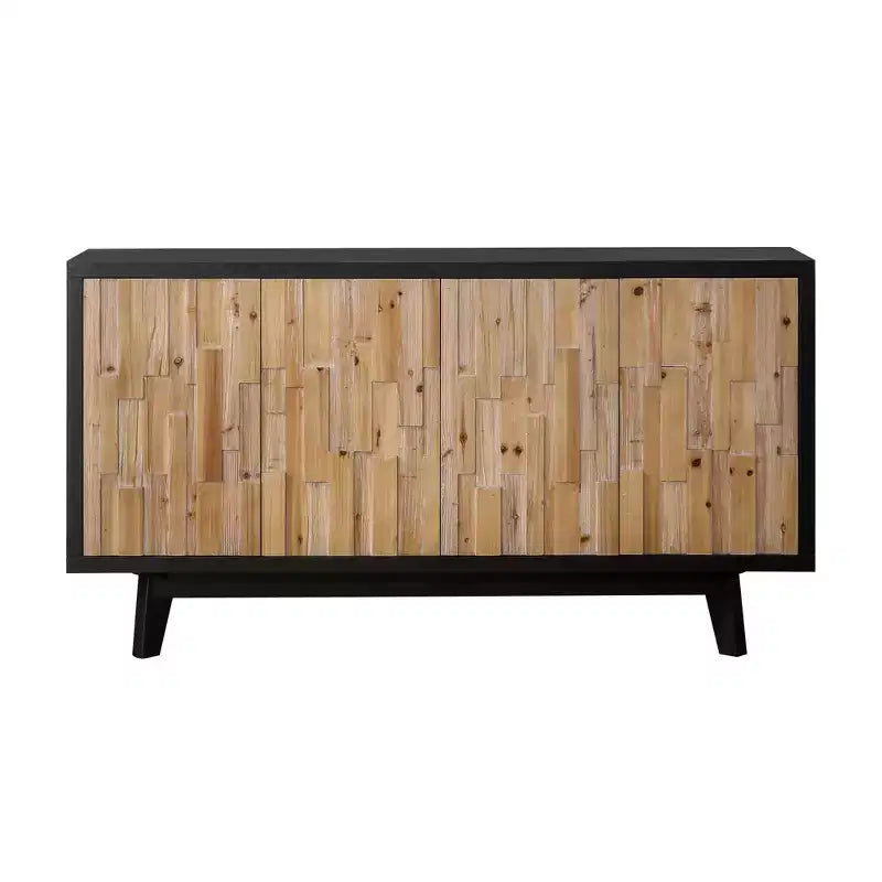Meuble de rangement en bois à motifs géométriques, style campagne