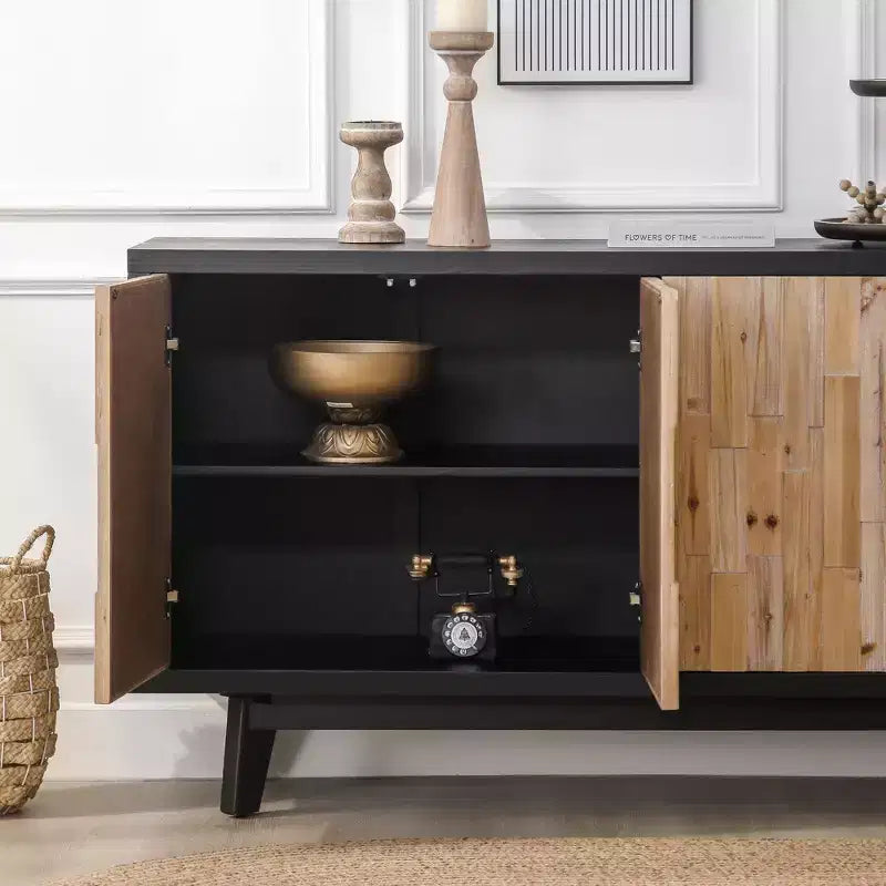 Meuble de rangement en bois à motifs géométriques, style campagne