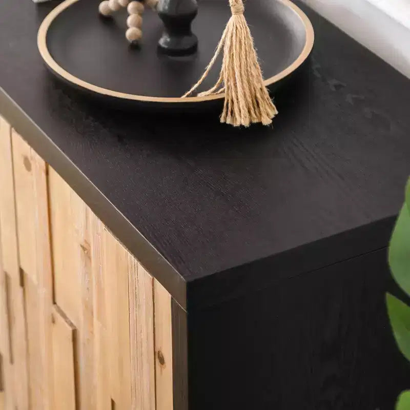 Meuble de rangement en bois à motifs géométriques, style campagne