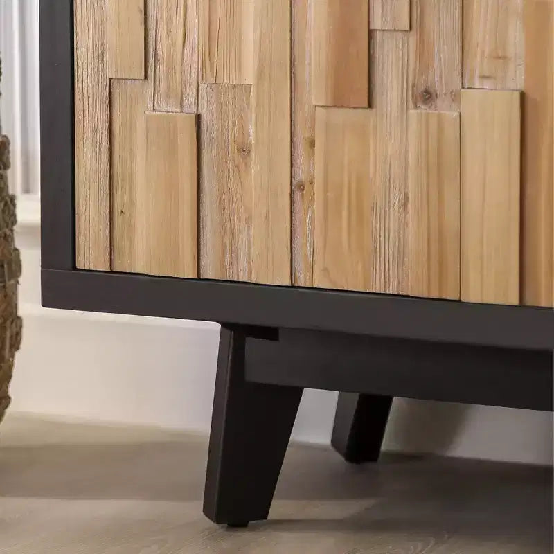 Meuble de rangement en bois à motifs géométriques, style campagne