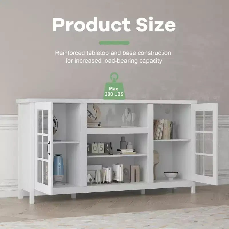 Meuble TV, console média moderne de 150 cm avec rangement et prises électriques.