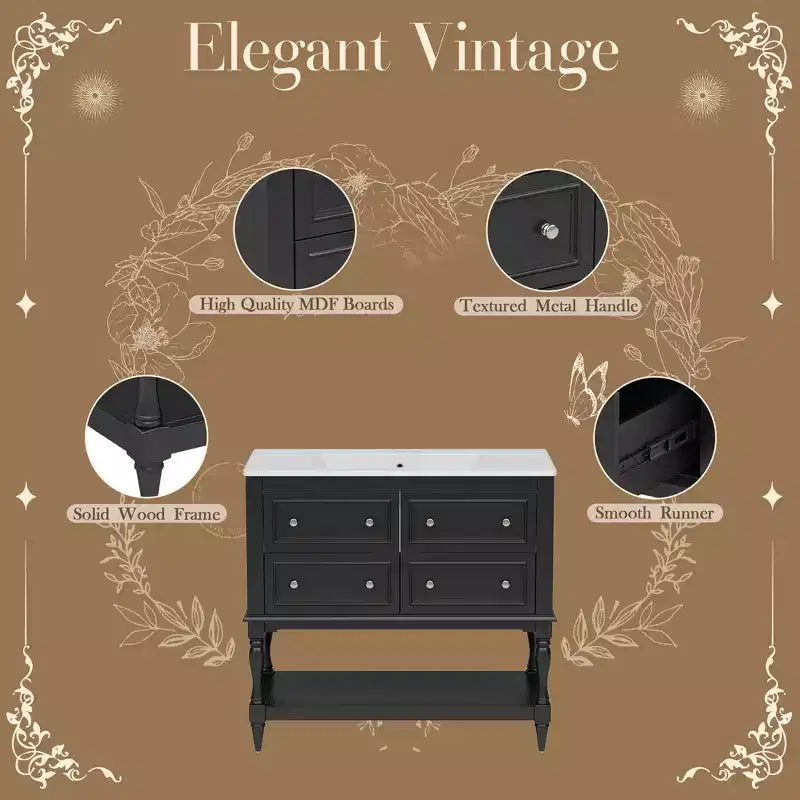 Meuble-lavabo de salle de bain avec évier, armoire de rangement de salle de bain avec tiroirs, meuble-lavabo de salle de bain en bois à lavabo unique