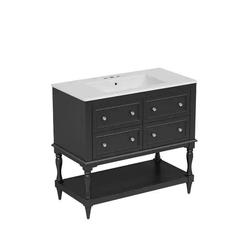 Meuble-lavabo de salle de bain avec évier, armoire de rangement de salle de bain avec tiroirs, meuble-lavabo de salle de bain en bois à lavabo unique