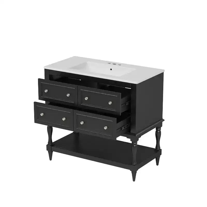Meuble-lavabo de salle de bain avec évier, armoire de rangement de salle de bain avec tiroirs, meuble-lavabo de salle de bain en bois à lavabo unique