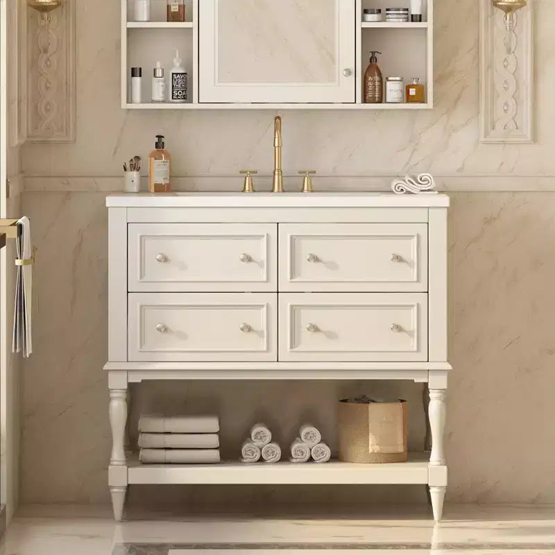 Meuble-lavabo de salle de bain avec évier, armoire de rangement de salle de bain avec tiroirs, meuble-lavabo de salle de bain en bois à lavabo unique