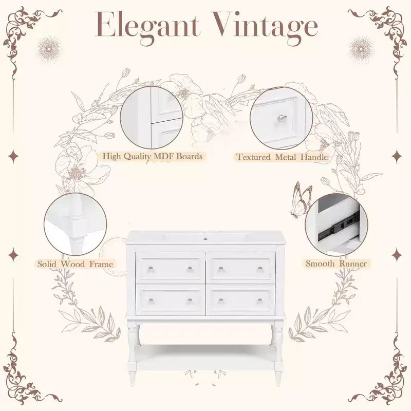 Meuble-lavabo de salle de bain avec évier, armoire de rangement de salle de bain avec tiroirs, meuble-lavabo de salle de bain en bois à lavabo unique