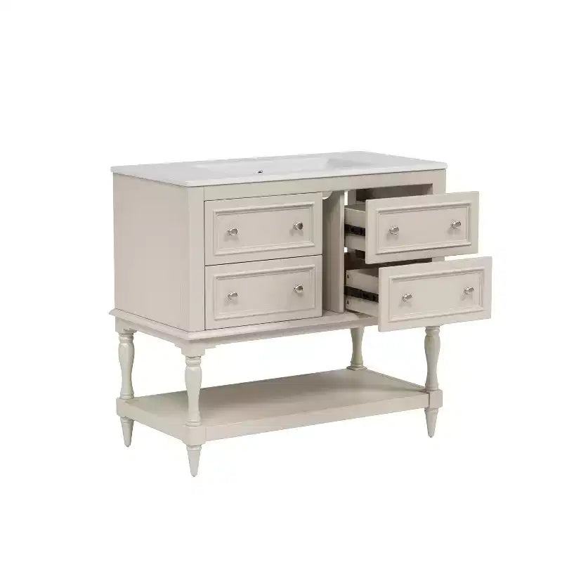 Meuble-lavabo de salle de bain avec évier, armoire de rangement de salle de bain avec tiroirs, meuble-lavabo de salle de bain en bois à lavabo unique