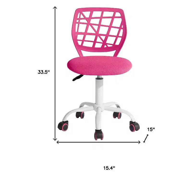 Fauteuil de bureau à roulettes pivotant réglable en hauteur rose et blanc