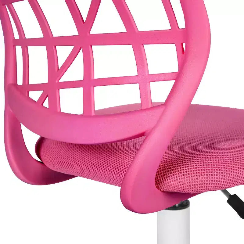 Fauteuil de bureau à roulettes pivotant réglable en hauteur rose et blanc
