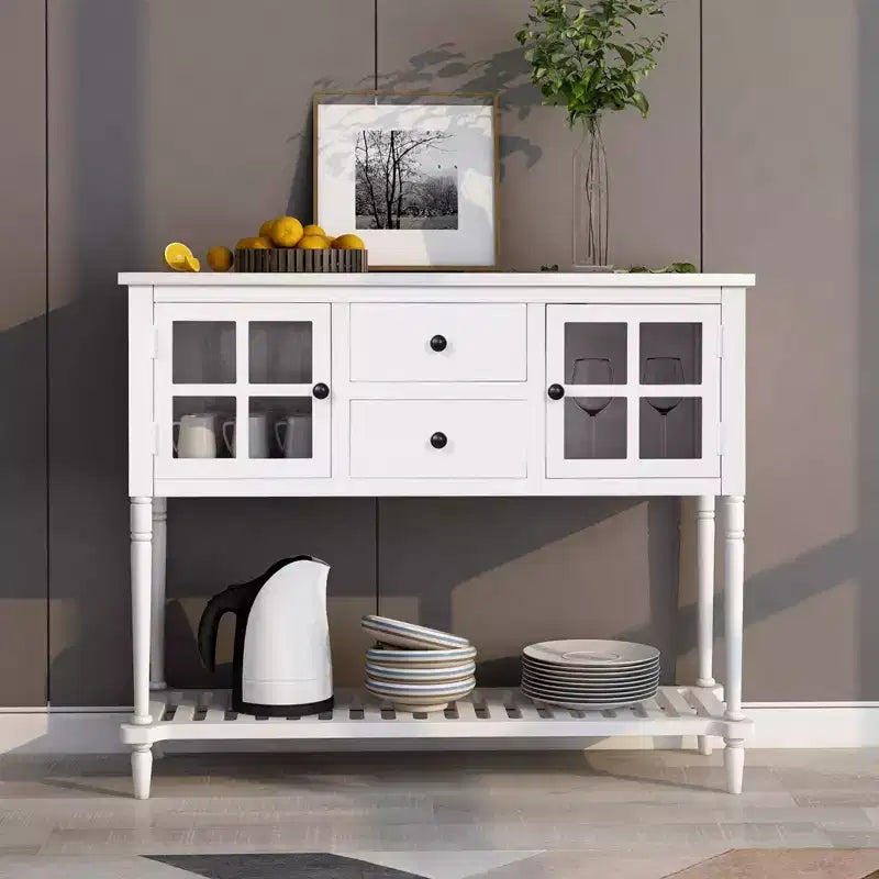 Table d'appoint en bois et verre, style maison de campagne