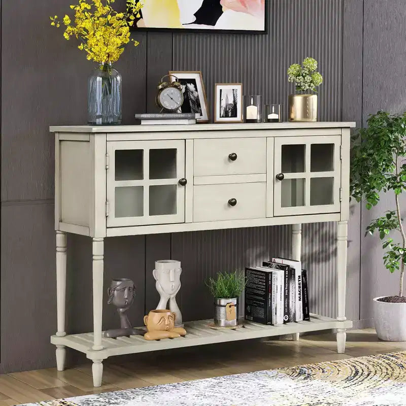 Table d'appoint en bois et verre, style maison de campagne