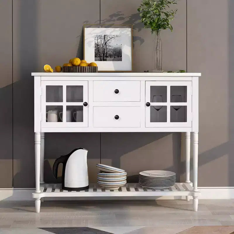 Table d'appoint en bois et verre, style maison de campagne