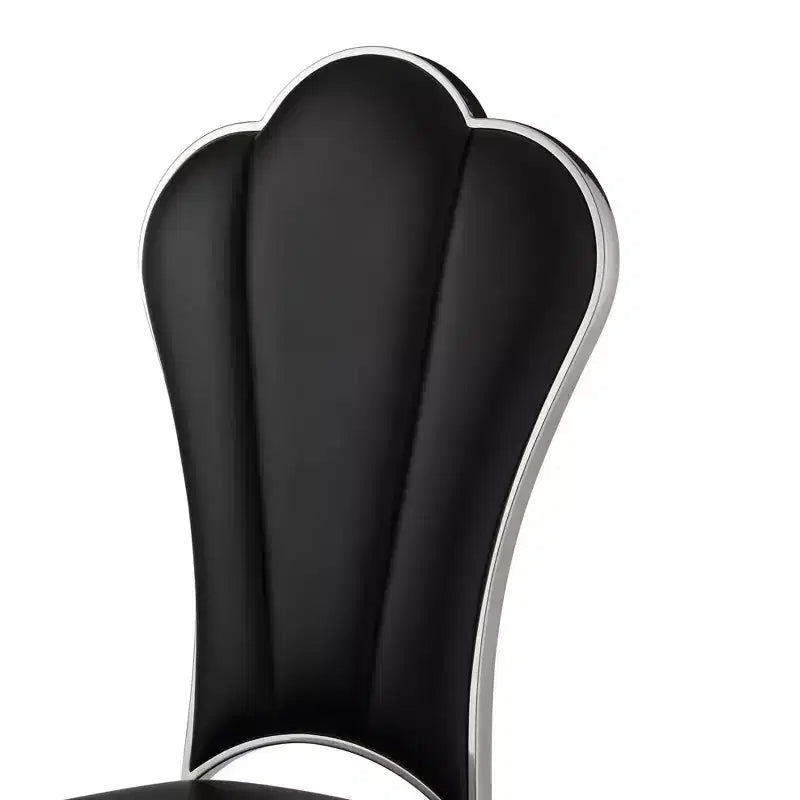 Chaise de salle à manger noire, structure en acier inoxydable, revêtement en PU.