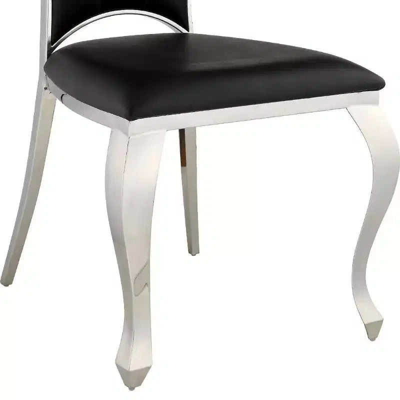 Chaise de salle à manger noire, structure en acier inoxydable, revêtement en PU.