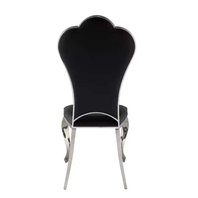 Chaise de salle à manger noire, structure en acier inoxydable, revêtement en PU.