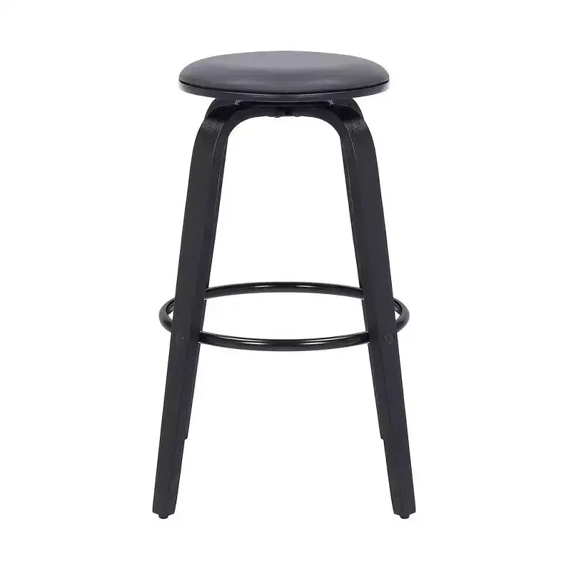 Tabourets de bar pivotants sans dossier en similicuir et bois