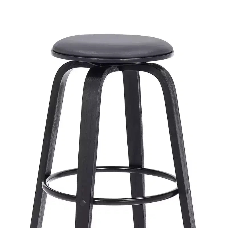 Tabourets de bar pivotants sans dossier en similicuir et bois
