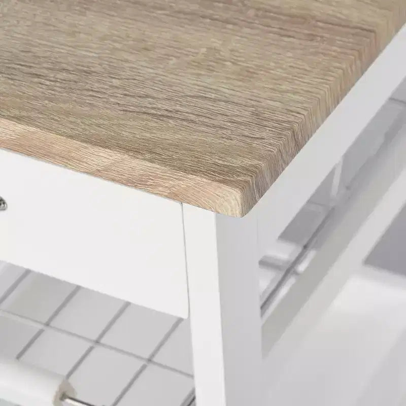 Desserte de cuisine mobile à roulettes avec tiroir inférieur et panier de rangement coulissant en fil métallique