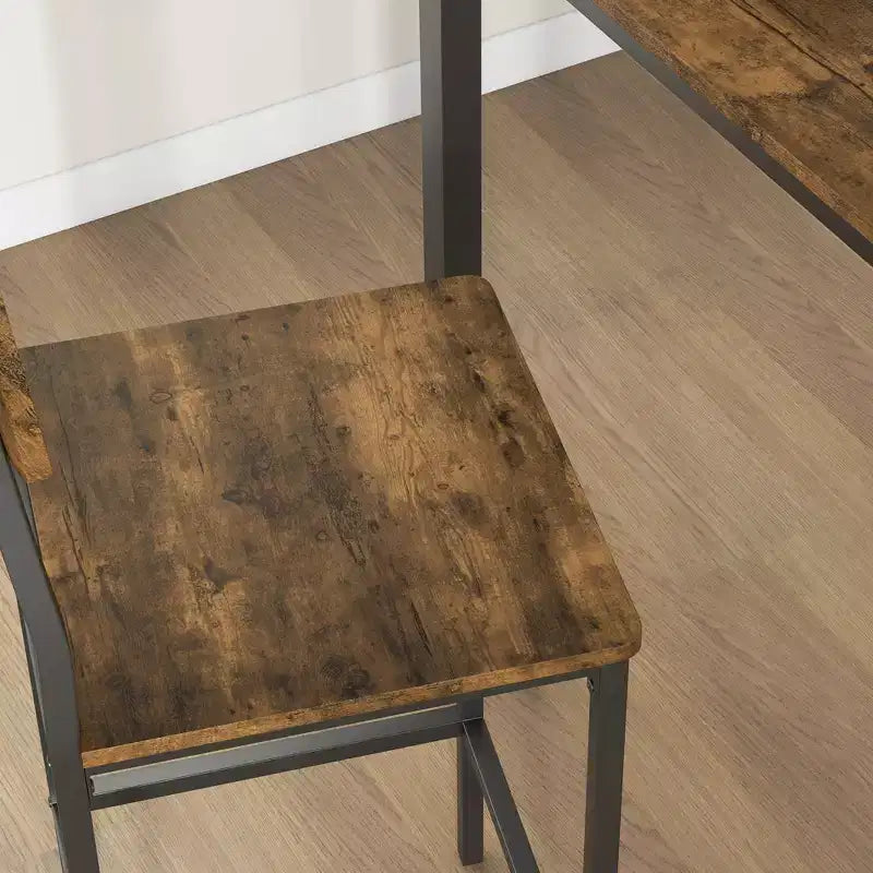 Ensemble table de bar et tabourets de style industriel, pieds et repose-pieds en acier