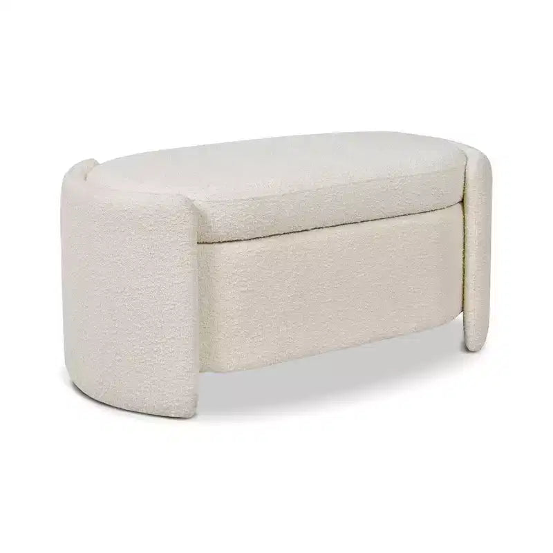 Banc de rangement ovale rembourré