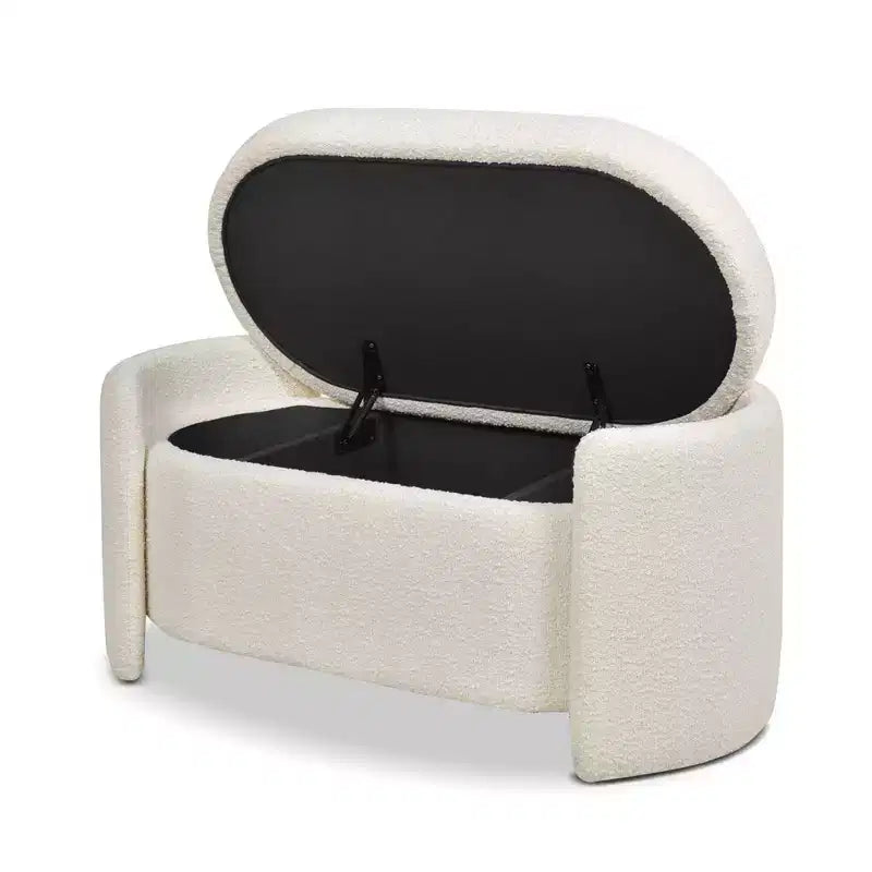 Banc de rangement ovale rembourré