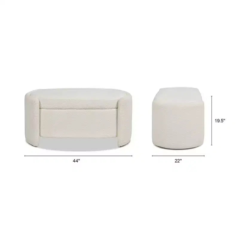 Banc de rangement ovale rembourré