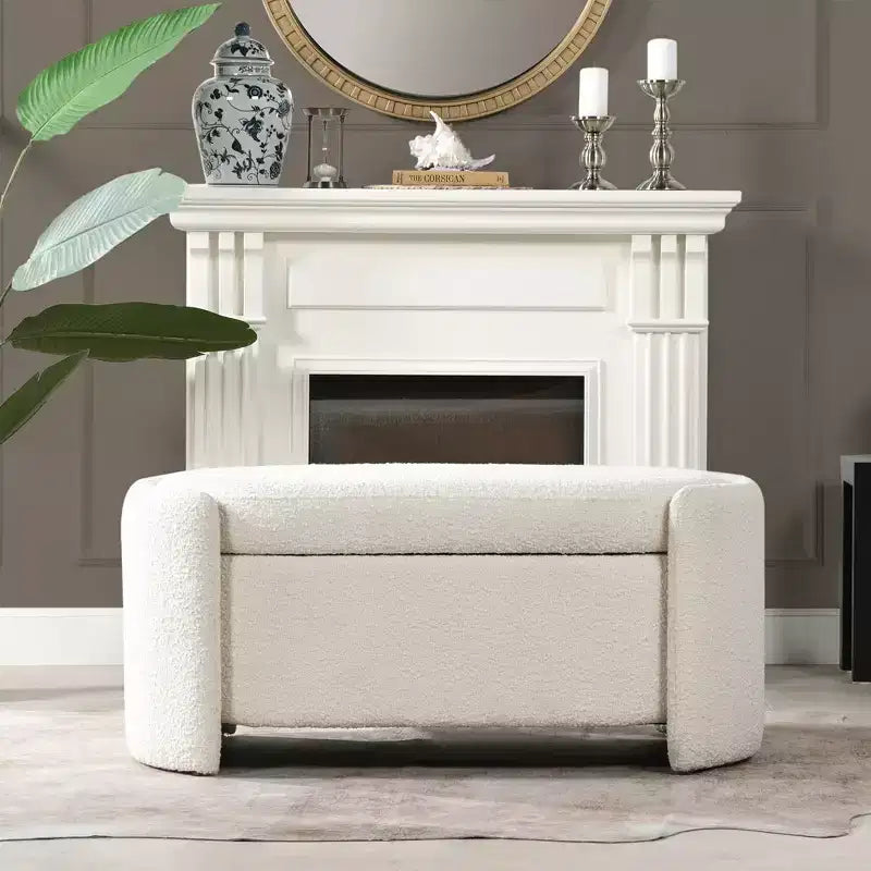 Banc de rangement ovale rembourré